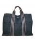 HERMES (エルメス) トートバッグ ブラック×グレー：12000円