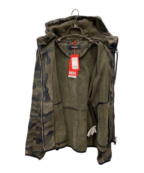 DIESEL（ディーゼル）DIESEL (ディーゼル) シープスキンジャケット カーキ×ブラック サイズ:Mの古着・服飾アイテム