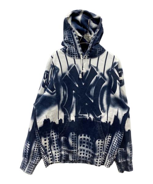 SUPREME（シュプリーム）Supreme (シュプリーム) MLB (エムエルビー) 21AW New York Yankees Airbrush Hooded Sweatshirt ホワイト×ネイビー サイズ:Mの古着・服飾アイテム