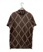 1piu1uguale3ウノピュウノウグァーレトレ）の古着「GOLF S/S MOCK NECK ARGYLE LOGO 1piu1uguale3」｜ブラウン
