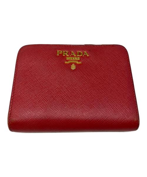 PRADA（プラダ）PRADA (プラダ) サフィアーノコンパクトジップ レッドの古着・服飾アイテム