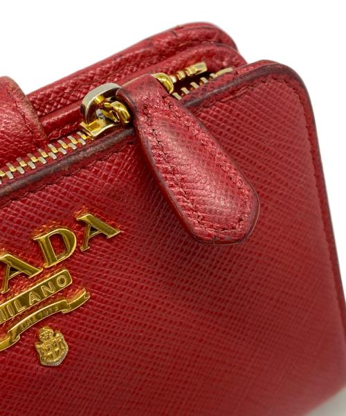 PRADA（プラダ）PRADA (プラダ) サフィアーノコンパクトジップ レッドの古着・服飾アイテム