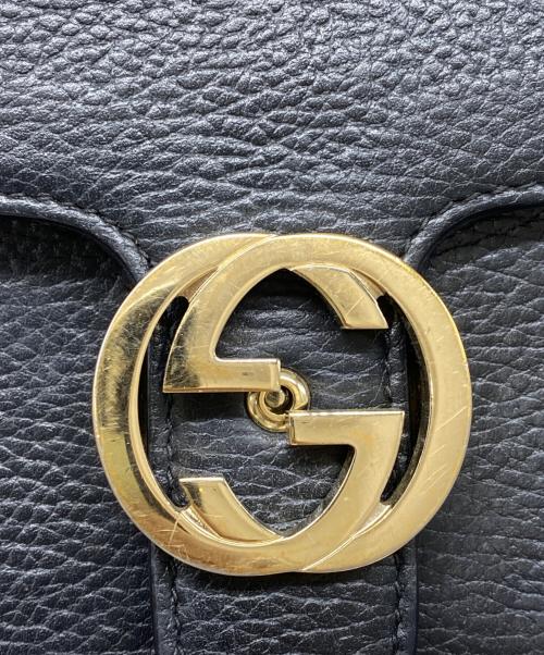 GUCCI（グッチ）GUCCI (グッチ) インターロッキングG チェーンショルダーバッグ ブラックの古着・服飾アイテム