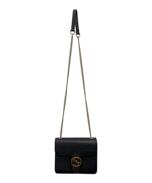 GUCCI（グッチ）GUCCI (グッチ) インターロッキングG チェーンショルダーバッグ ブラックの古着・服飾アイテム