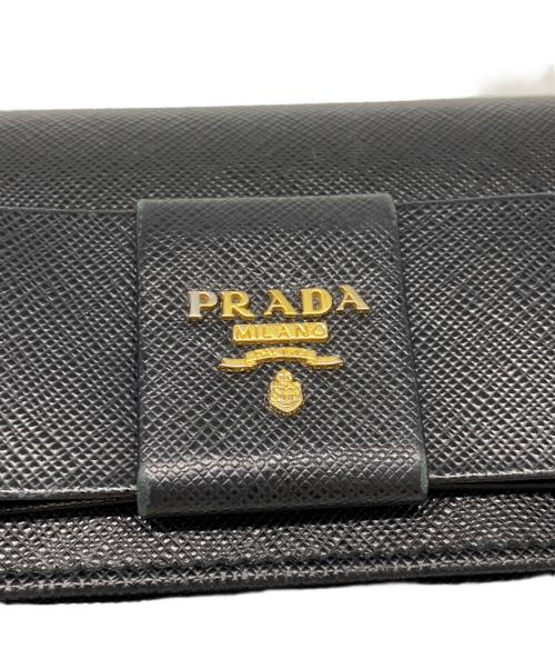 PRADA（プラダ）PRADA (プラダ) サフィアーノ フィオッコ リボン長財布 ブラックの古着・服飾アイテム