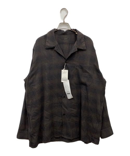 COMOLI（コモリ）COMOLI (コモリ) ウールチェックオープンカラーシャツ ブラウン サイズ:4の古着・服飾アイテム