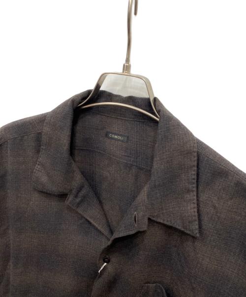 COMOLI（コモリ）COMOLI (コモリ) ウールチェックオープンカラーシャツ ブラウン サイズ:4の古着・服飾アイテム