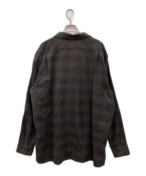 COMOLI（コモリ）COMOLI (コモリ) ウールチェックオープンカラーシャツ ブラウン サイズ:4の古着・服飾アイテム