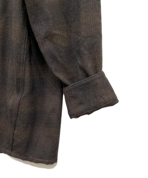 COMOLI（コモリ）COMOLI (コモリ) ウールチェックオープンカラーシャツ ブラウン サイズ:4の古着・服飾アイテム