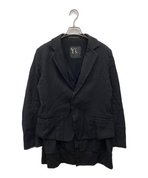 Y's（ワイズ）Y's (ワイズ) レイヤードテーラードジャケット ブラック サイズ:Sの古着・服飾アイテム
