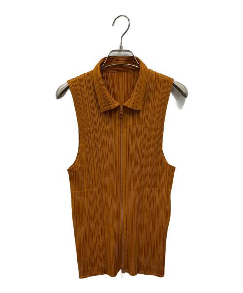PLEATS PLEASE（プリーツプリーズ）PLEATS PLEASE (プリーツプリーズ) ジップアップベスト オレンジ サイズ:4の古着・服飾アイテム