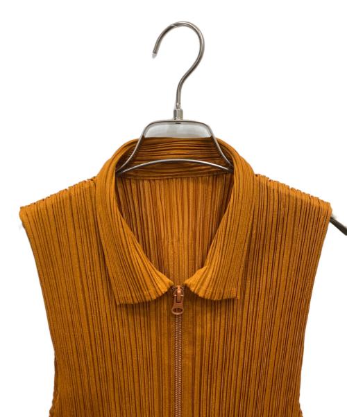PLEATS PLEASE（プリーツプリーズ）PLEATS PLEASE (プリーツプリーズ) ジップアップベスト オレンジ サイズ:4の古着・服飾アイテム