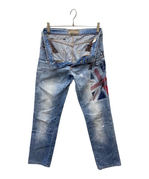 GALLIANO（ガリアーノ）GALLIANO (ガリアーノ) ペイントデニムパンツ インディゴ サイズ:W32の古着・服飾アイテム