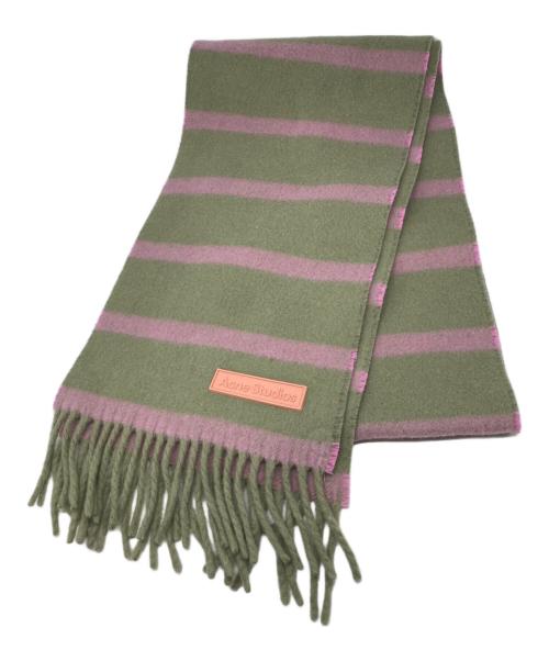 Acne studios（アクネ ストゥディオズ）ACNE STUDIOS (アクネ ストゥディオズ) マフラー グリーン×ピンクの古着・服飾アイテム