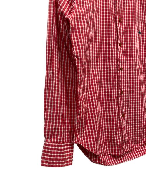 Vivienne Westwood man（ヴィヴィアン ウェストウッド マン）Vivienne Westwood man (ヴィヴィアン ウェストウッド マン) オーブ刺繍長袖シャツ ホワイト×レッド サイズ:46の古着・服飾アイテム