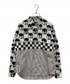 COMME des GARCONS HOMME PLUSコムデギャルソンオムプリュス）の古着「スカルモチーフ長袖シャツ」｜ホワイト×ブラック