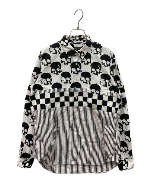 COMME des GARCONS HOMME PLUS（コムデギャルソンオムプリュス）COMME des GARCONS HOMME PLUS (コムデギャルソンオムプリュス) スカルモチーフ長袖シャツ ホワイト×ブラック サイズ:Sの古着・服飾アイテム