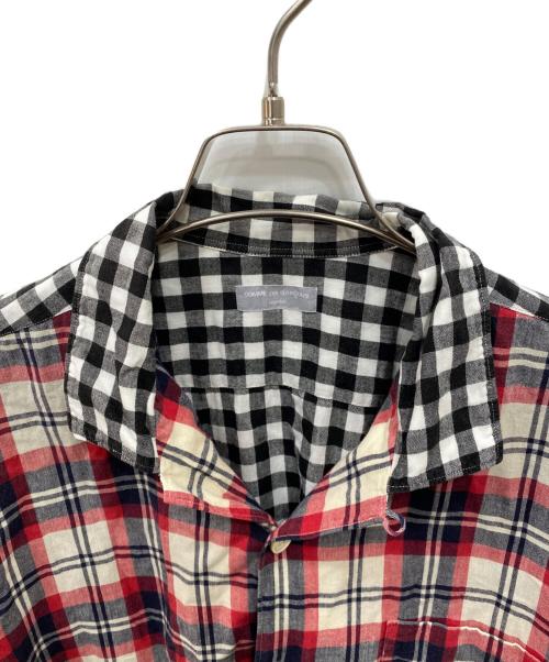 COMME des GARCONS HOMME（コムデギャルソン オム）COMME des GARCONS HOMME (コムデギャルソン オム) チェック×チェックオープンカラーシャツ ホワイト×ブラック×レッド サイズ:不明の古着・服飾アイテム