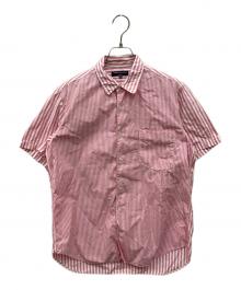 COMME des GARCONS HOMME（コムデギャルソン オム）の古着「チェック×ストライプ半袖シャツ」｜ホワイト×ピンク