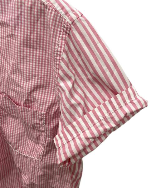 COMME des GARCONS HOMME（コムデギャルソン オム）COMME des GARCONS HOMME (コムデギャルソン オム) チェック×ストライプ半袖シャツ ホワイト×ピンク サイズ:XSの古着・服飾アイテム
