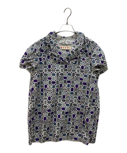 MARNI（マルニ）MARNI (マルニ) ノースリーブブラウス ホワイト×グレー サイズ:40の古着・服飾アイテム