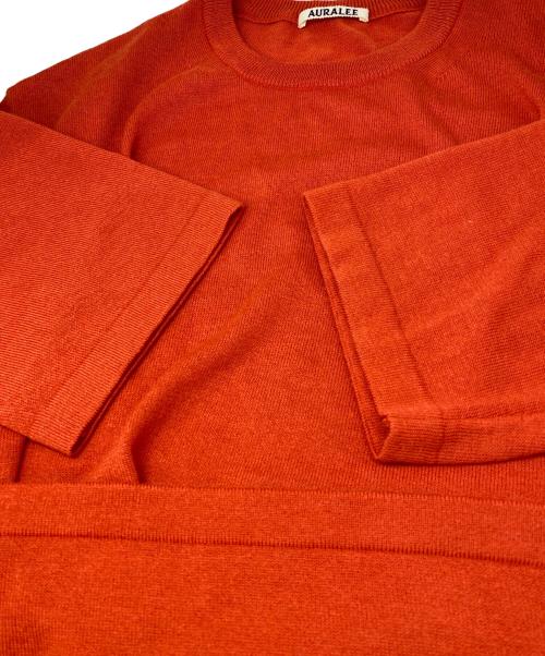AURALEE（オーラリー）AURALEE (オーラリー) CASHMERE HARD TWIST KNIT TEE レッド サイズ:4の古着・服飾アイテム