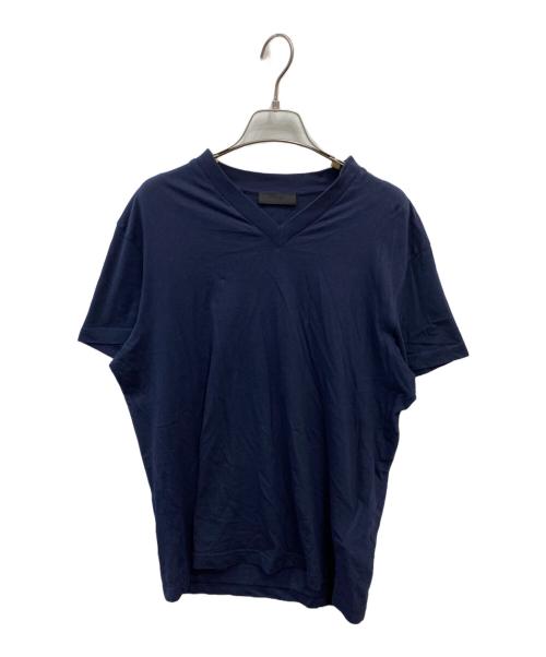 PRADA（プラダ）PRADA (プラダ) VネックTシャツ ネイビー サイズ:Lの古着・服飾アイテム