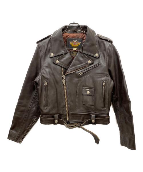 HARLEY-DAVIDSON（ハーレーダビッドソン）HARLEY-DAVIDSON (ハーレーダビッドソン) ホースハイド Dポケットライダースジャケット ブラウン サイズ:Mの古着・服飾アイテム