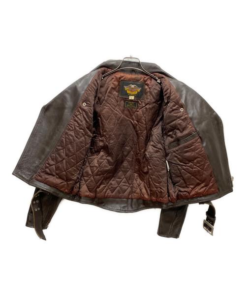 HARLEY-DAVIDSON（ハーレーダビッドソン）HARLEY-DAVIDSON (ハーレーダビッドソン) ホースハイド Dポケットライダースジャケット ブラウン サイズ:Mの古着・服飾アイテム