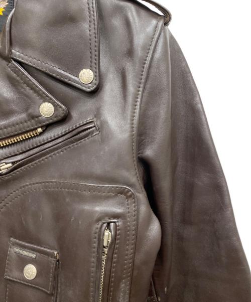 HARLEY-DAVIDSON（ハーレーダビッドソン）HARLEY-DAVIDSON (ハーレーダビッドソン) ホースハイド Dポケットライダースジャケット ブラウン サイズ:Mの古着・服飾アイテム