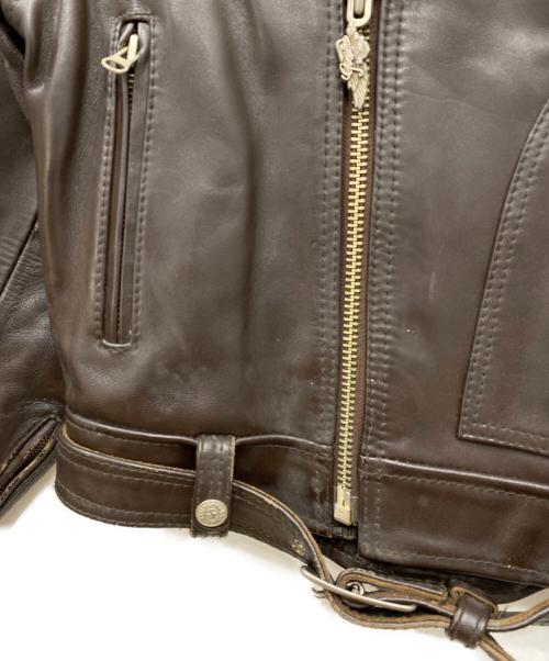 HARLEY-DAVIDSON（ハーレーダビッドソン）HARLEY-DAVIDSON (ハーレーダビッドソン) ホースハイド Dポケットライダースジャケット ブラウン サイズ:Mの古着・服飾アイテム