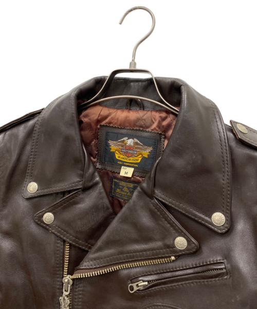 HARLEY-DAVIDSON（ハーレーダビッドソン）HARLEY-DAVIDSON (ハーレーダビッドソン) ホースハイド Dポケットライダースジャケット ブラウン サイズ:Mの古着・服飾アイテム