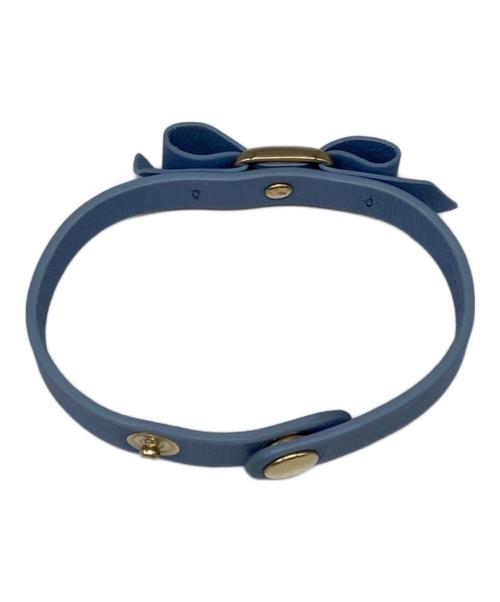 Salvatore Ferragamo（サルヴァトーレ フェラガモ）Salvatore Ferragamo (サルヴァトーレ フェラガモ) リボンレザーブレスレット ブルーの古着・服飾アイテム
