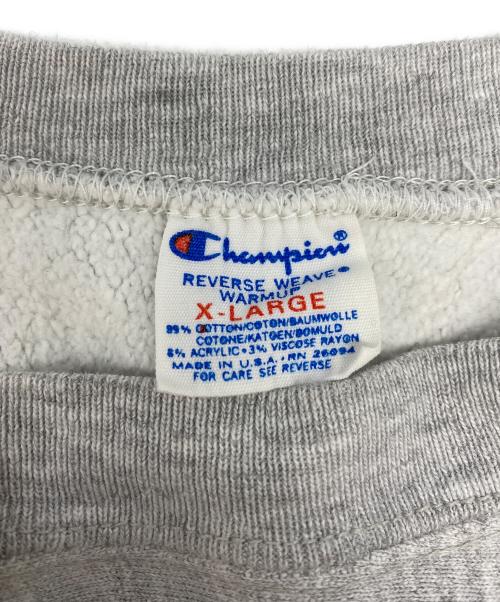 Champion REVERSE WEAVE（チャンピオン リバース ウィーブ）Champion REVERSE WEAVE (チャンピオン リバース ウィーブ) 80’s 2段プリント クルーネックスウェット グレー サイズ:XLの古着・服飾アイテム