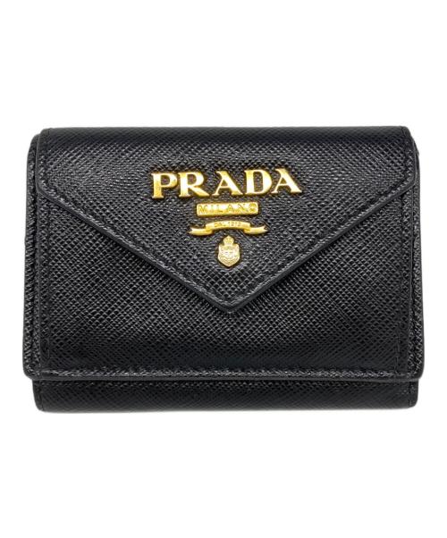 PRADA（プラダ）PRADA (プラダ) サフィアーノ3つ折り財布 ブラックの古着・服飾アイテム