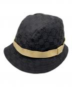 GUCCIグッチ）の古着「GGキャンバス レザーリボン バケットハット」｜ブラック