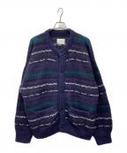 steinシュタイン）の古着「SILK MOHAIR FAIR ISLE KNIT CARDIGAN」｜ネイビー