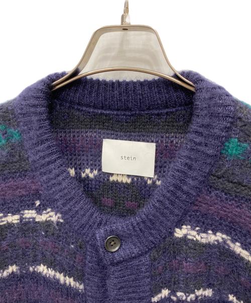 stein（シュタイン）stein (シュタイン) SILK MOHAIR FAIR ISLE KNIT CARDIGAN ネイビー サイズ:Mの古着・服飾アイテム