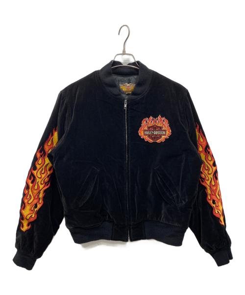 HARLEY-DAVIDSON（ハーレーダビッドソン）HARLEY-DAVIDSON (ハーレーダビッドソン) 別注ベロアスカジャン ブラック サイズ:Mの古着・服飾アイテム