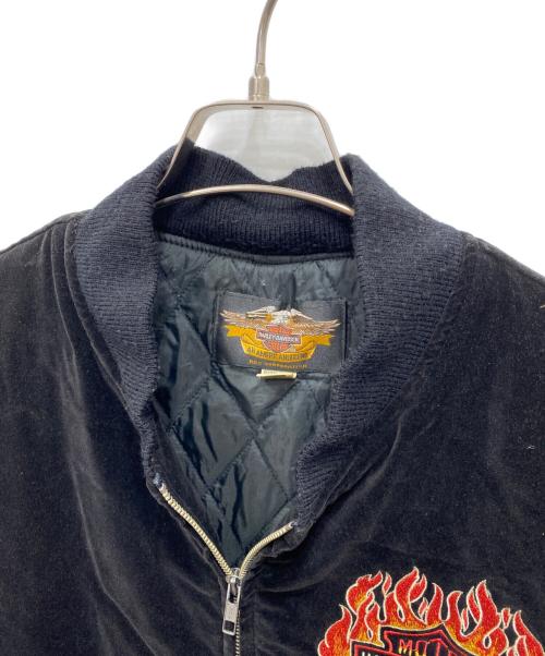 HARLEY-DAVIDSON（ハーレーダビッドソン）HARLEY-DAVIDSON (ハーレーダビッドソン) 別注ベロアスカジャン ブラック サイズ:Mの古着・服飾アイテム