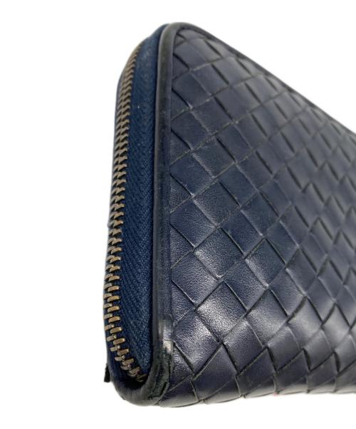 BOTTEGA VENETA（ボッテガベネタ）BOTTEGA VENETA (ボッテガベネタ) イントレチャート長財布 ネイビーの古着・服飾アイテム