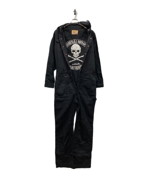 VANSON（バンソン）VANSON (バンソン) スカル刺繍 オールインワン つなぎ ブラック サイズ:Lの古着・服飾アイテム