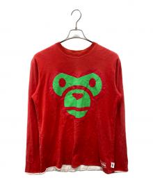 BAPE BY A BATHING APE（ベイプバイアベイシングエイプ）の古着「リバーシブルカットソー」｜レッド×ホワイト