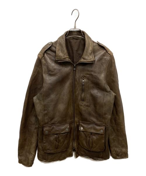 TAKA:Q（タカキュー）TAKA:Q (タカキュー) ラムレザージャケット ブラウン サイズ:XLの古着・服飾アイテム