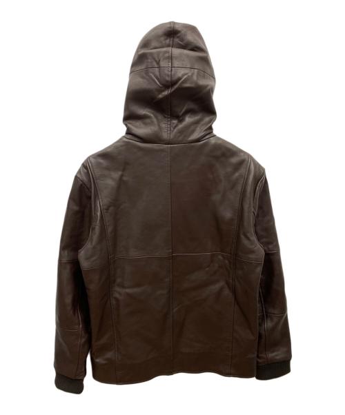 AKM Contemporary（エーケーエムコンテンポラリー）AKM Contemporary (エーケーエムコンテンポラリー) レイヤードシープレザー中綿フードジャケット ブラウン サイズ:Lの古着・服飾アイテム