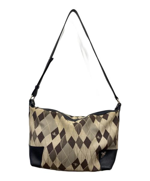 Vivienne Westwood（ヴィヴィアンウエストウッド）Vivienne Westwood (ヴィヴィアンウエストウッド) アーガイルオーブモチーフショルダーバッグ ベージュの古着・服飾アイテム