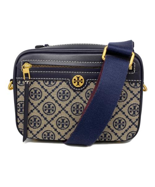 TORY BURCH（トリーバーチ）TORY BURCH (トリーバーチ) Tモノグラム ジャガード ショルダーバッグ ベージュ×ネイビーの古着・服飾アイテム