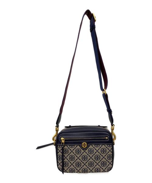 TORY BURCH（トリーバーチ）TORY BURCH (トリーバーチ) Tモノグラム ジャガード ショルダーバッグ ベージュ×ネイビーの古着・服飾アイテム