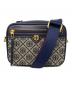 TORY BURCH（トリーバーチ）の古着「Tモノグラム ジャガード ショルダーバッグ」｜ベージュ×ネイビー