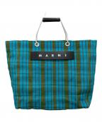 MARNIマルニ）の古着「フラワーカフェトートバッグ」｜ブルー×グリーン